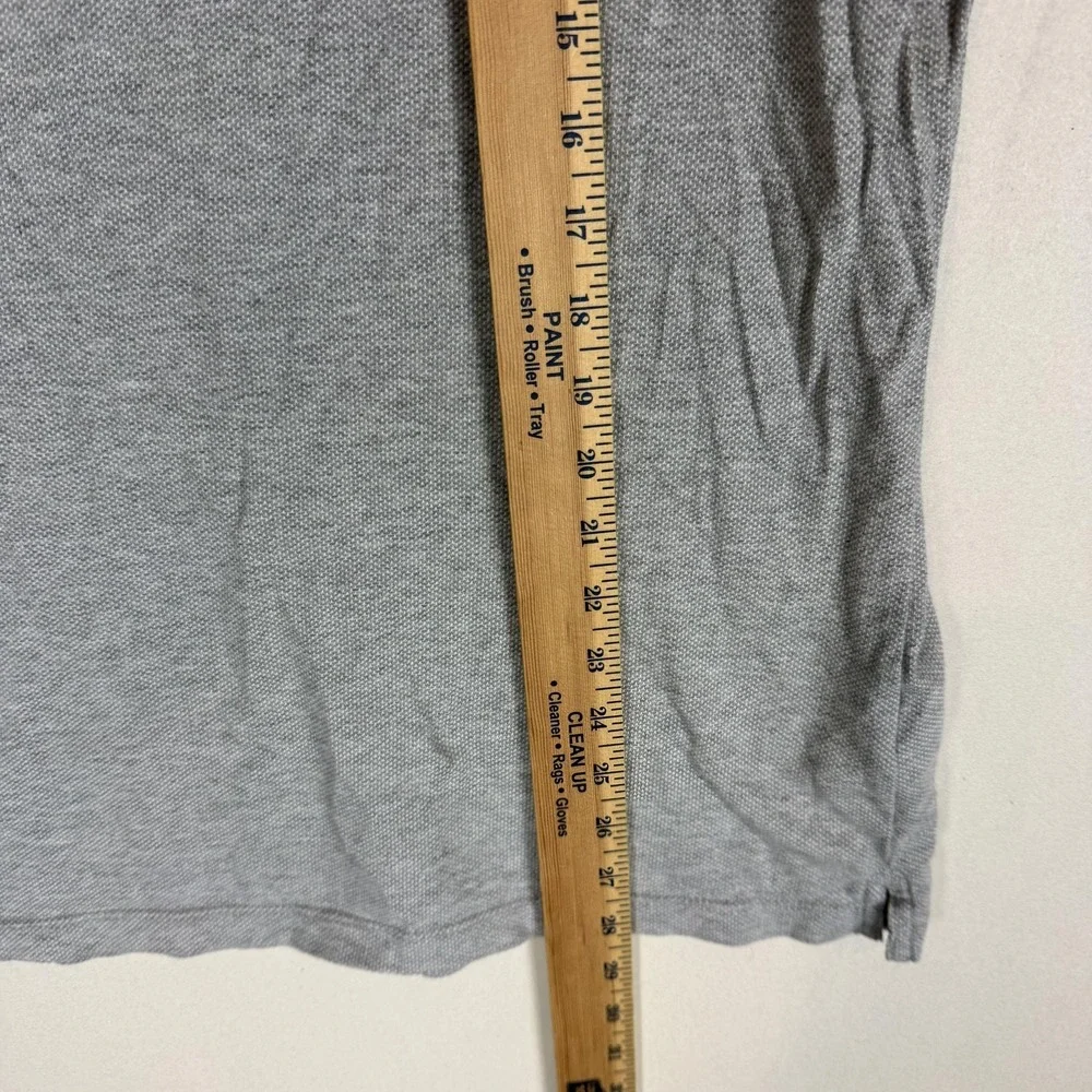 Banana Republic Polo Shirt Mens Large Gray Solid Short Sleeve 100% Cotton Knit
